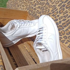 Refurbished White Nike Cortez  size 8 Men